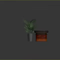 Sports Equipment Green Table Top With Wooden Frame And Decorative Palm Plants In White Vases